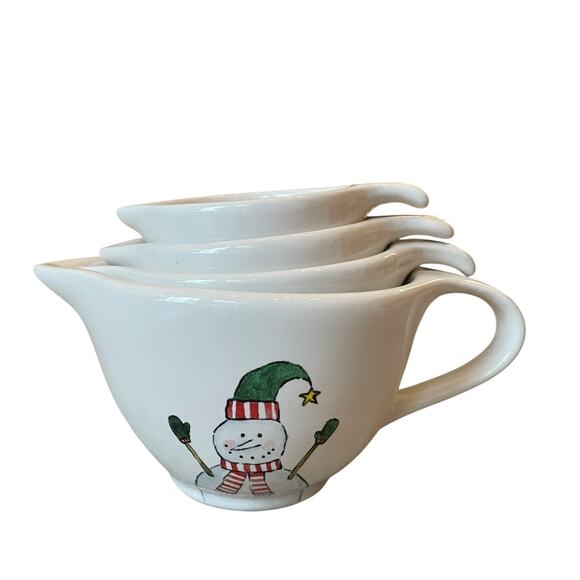 New Rae Dunn Snowman Christmas Nesting Measuring Cups 2023 Kitchen Baking - Picture 16 of 16